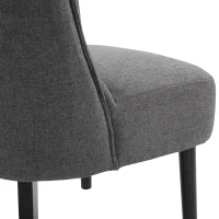 HOMCOM Modern Accent Leisure Chair with Mid Back Button-Tufted Upholstered Fabric and Wooden Legs for Living Room and Bedroom, Grey(m-12)