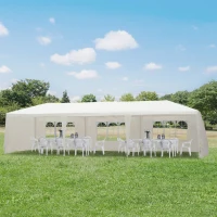 Outsunny 10'x30' Portable  Party Tent Outdoor Event Camping Gazebo Canopy with 5 Removable Sidewalls, White(m-1)