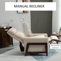 HOMCOM Manual Recliner Sofa Chair with Footrest, Greige(m-4)