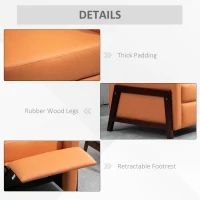 HOMCOM Manual Recliner Sofa Chair with Footrest, Orange(m-6)
