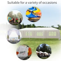 Outsunny 10'x30' Portable  Party Tent Outdoor Event Camping Gazebo Canopy with 5 Removable Sidewalls, White(m-7)