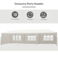 Outsunny 10'x30' Portable  Party Tent Outdoor Event Camping Gazebo Canopy with 5 Removable Sidewalls, White(m-4)