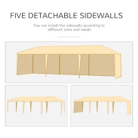 Outsunny 10'x30' Portable  Party Tent Outdoor Event Camping Gazebo Canopy with 5 Removable Sidewalls, White(m-6)