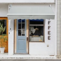 Outsunny 8' x 7' Retractable Sunshade Awning for the Patio with Easy Crank Design & Hardware Included, Gray(m-2)