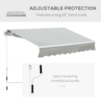 Outsunny 8' x 7' Retractable Sunshade Awning for the Patio with Easy Crank Design & Hardware Included, Gray(m-4)