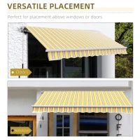 Outsunny 12' x 10' Manual Retractable Awning Outdoor Sunshade Shelter for Patio, Balcony, Yard, with Adjustable & Versatile Design, Yellow and Gray(m-6)