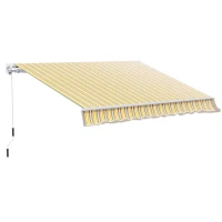 Outsunny 12' x 10' Manual Retractable Awning Outdoor Sunshade Shelter for Patio, Balcony, Yard, with Adjustable & Versatile Design, Yellow and Gray(m-1)