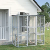PawHut Large Catio Enclosure with Weather Protection, 6 Cat Platforms 71" x 38.5" x 71"(m-2)
