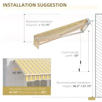 Outsunny 12' x 10' Manual Retractable Awning Outdoor Sunshade Shelter for Patio, Balcony, Yard, with Adjustable & Versatile Design, Yellow and Gray(m-9)