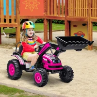 Aosom 6V Kids Rechargeable Battery Powered Truck with Adjustable Bucket, High/Low Speed Realistic Sound, Pink(m-8)