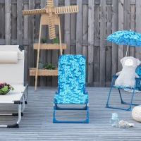 Outsunny Lightweight Chaise Lounge Chair for Kids with Foldable Function and No Assembly Required, Shark Pattern(m-7)