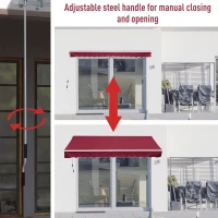 Outsunny 12' x 8' Retractable Awning Patio Awnings Sun Shade Shelter with Manual Crank Handle, 280g/m² UV & Water-Resistant Fabric and Aluminum Frame for Deck, Balcony, Yard, Wine Red(m-4)
