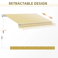 Outsunny 12' x 10' Manual Retractable Awning Outdoor Sunshade Shelter for Patio, Balcony, Yard, with Adjustable & Versatile Design, Yellow and Gray(m-8)