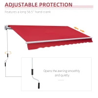 Outsunny 12' x 10' Manual Retractable Awning Outdoor Sunshade Shelter for Patio, Balcony, Yard, with Adjustable & Versatile Design, Wine Red(m-6)