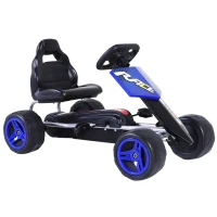 Aosom Kids Go Kart Pedal Powered Racing Style Durable Children Toddlers Ride on Car Outdoor Racer Perfect Toys Gift for 3 years, for Boys and Girls, Blue(m-2)