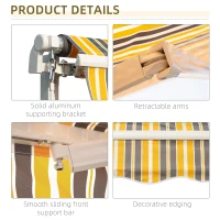 Outsunny 12' x 10' Manual Retractable Awning Outdoor Sunshade Shelter for Patio, Balcony, Yard, with Adjustable & Versatile Design, Yellow and Gray(m-7)