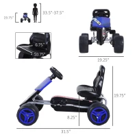 Aosom Kids Go Kart Pedal Powered Racing Style Durable Children Toddlers Ride on Car Outdoor Racer Perfect Toys Gift for 3 years, for Boys and Girls, Blue(m-3)