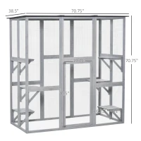 PawHut Large Catio Enclosure with Weather Protection, 6 Cat Platforms 71" x 38.5" x 71"(m-3)