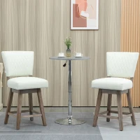 HOMCOM Set of 2 Swivel Counter Height Bar Stools with Footrest, Cream White(m-2)
