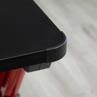 HOMCOM 43in Gaming Desk with RGB LED Lights Racing Style Gaming Table with Cup Holder & Cable Management, Red(m-14)