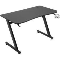 HOMCOM 47.25" Gaming Desk Computer Home Office Gamer Table Workstation Metal Frame with Cup Holder, Headphone Hook, Cable Management, Black(m-10)