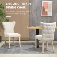 HOMCOM Dining Chairs Set of 2 with Wing Backrest, Cream(m-4)