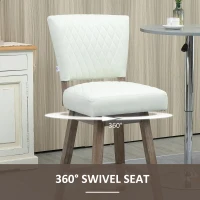HOMCOM Set of 2 Swivel Counter Height Bar Stools with Footrest, Cream White(m-6)