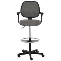 Vinsetto Ergonomic Tall Drafting Desk Chair with Adjustable Foot Ring, Armrest, and 360° Swivel Wheels, Grey(m-10)
