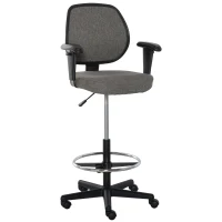 Vinsetto Ergonomic Tall Drafting Desk Chair with Adjustable Foot Ring, Armrest, and 360° Swivel Wheels, Grey(m-9)