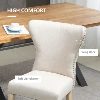 HOMCOM Dining Chairs Set of 2 with Wing Backrest, Cream(m-5)