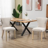 HOMCOM Dining Chairs Set of 2 with Wing Backrest, Cream(m-2)