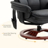 HOMCOM Recliner Chair with Ottoman, Electric Faux Leather Recliner with 10 Vibration Points and 5 Massage Mode, Swivel Reclining Chair with Wood Base, Remote Control and Side Pocket, Black(m-6)