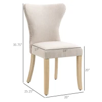 HOMCOM Dining Chairs Set of 2 with Wing Backrest, Cream(m-3)