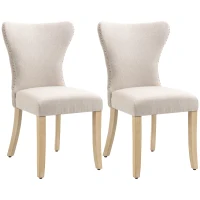 HOMCOM Dining Chairs Set of 2 with Wing Backrest, Cream(m-1)