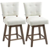 HOMCOM Set of 2 Tufted Bar Stool Chairs, White(m-1)