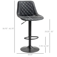 HOMCOM Swivel Bar Stools Set of 2 with Adjustable Height, Black(m-3)