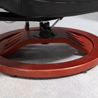 HOMCOM Recliner Chair with Ottoman, Electric Faux Leather Recliner with 10 Vibration Points and 5 Massage Mode, Swivel Reclining Chair with Wood Base, Remote Control and Side Pocket, Black(m-9)