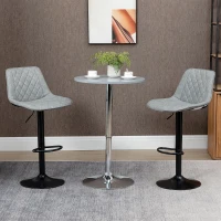 HOMCOM Adjustable Bar Stools Set of 2, Counter Height Barstools with Swivel Seat Round Steel Base and Footrest for Kitchen Counter Dining Room Pub, ‎Grey(m-2)