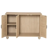 PawHut Cat Litter Box Enclosure Side Table, Cat Washroom Storage with Soft Cushion, PE Rattan, Adjustable Partition, Oak(m-8)