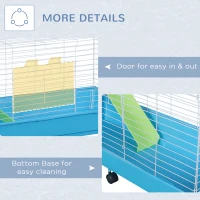 PawHut 40” Steel Plastic Small Animal Pet Cage Kit with Wheels - Blue and White(m-7)