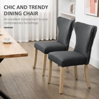 HOMCOM Dining Chairs Set of 2 with Wing Backrest, Grey(m-4)