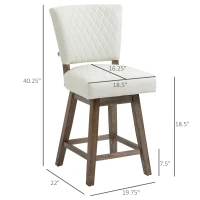 HOMCOM Set of 2 Swivel Counter Height Bar Stools with Footrest, Cream White(m-3)