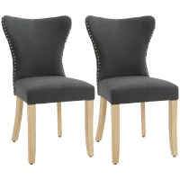 HOMCOM Dining Chairs Set of 2 with Wing Backrest, Grey(m-1)