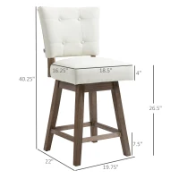 HOMCOM Set of 2 Tufted Bar Stool Chairs, White(m-3)