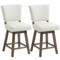HOMCOM Set of 2 Swivel Counter Height Bar Stools with Footrest, Cream White(m-1)