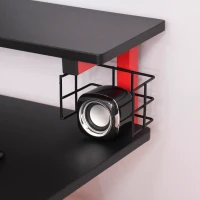 HOMCOM 47" Gaming Desk Computer Table for Home Office with Elevated Monitor Stand, Headphone Hook, Cup Holder, and Controller Rack, Red/Black(m-13)