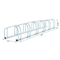 HOMCOM 6-Bike Bicycle Floor Parking Rack Cycling Storage Stand Ground Mount Garage Organizer for Indoor and Outdoor Use Silver(m-3)