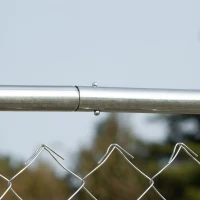 PawHut Outdoor Dog Kennel, Galvanized Chain Link Fence Heavy Duty Pet Run House, Chicken Coop with Secure Lock Mesh Sidewalls for Backyard Garden, Silver(m-12)