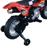 Aosom Kids Motorcycle Dirt Bike Electric Battery-Powered Ride-On Toy Off-road Street Bike with Charging 6V Battery, Real Driving Sounds, & Built-In Music, Red(m-9)