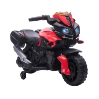 AOSOM Kids 6V Electric Pedal Motorbike Ride-On Toy, Battery Powered Motorcycle with Horn & Headlights, Training Wheels & Realistic Sounds, Red(m-1)